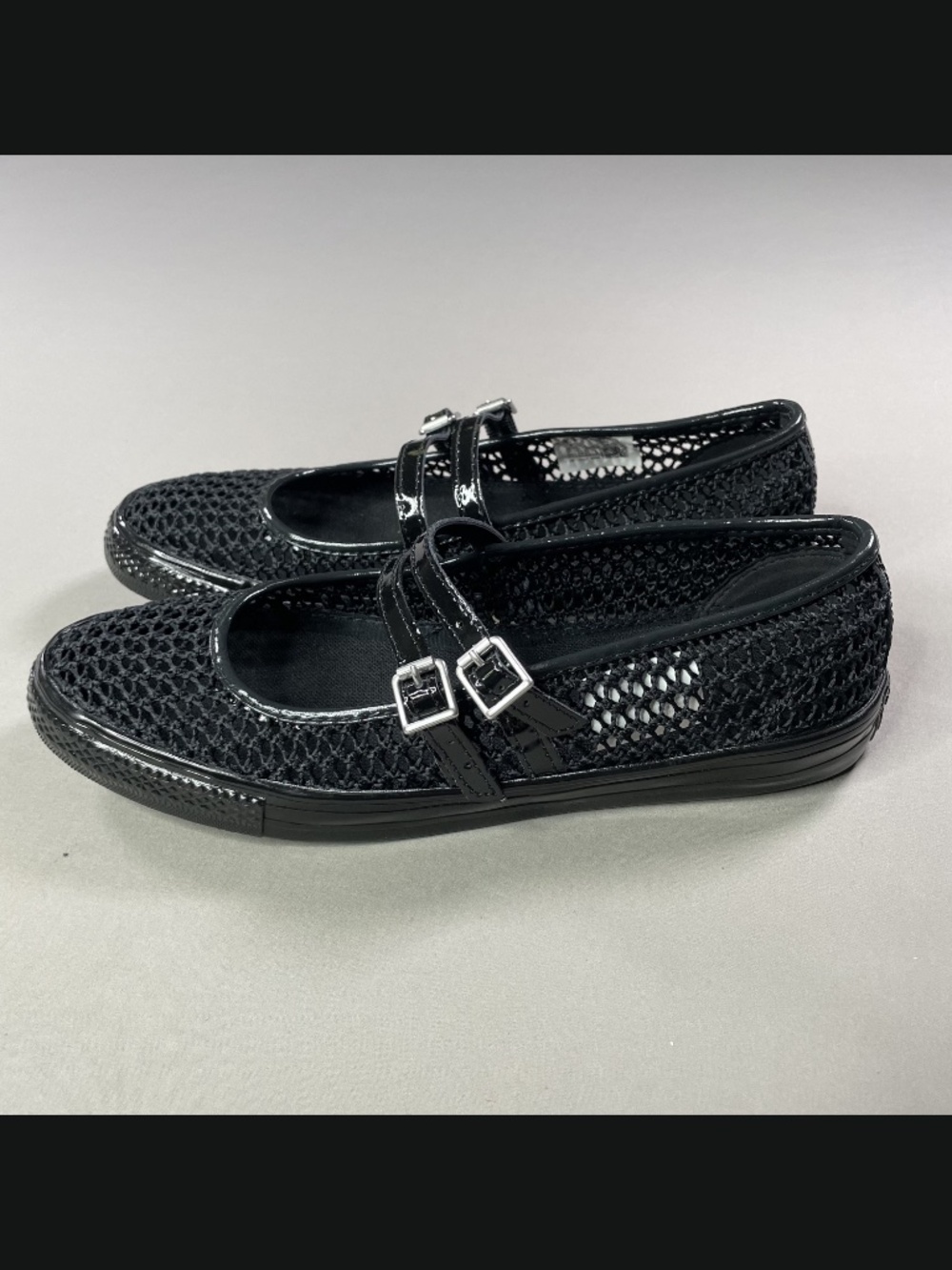 NEW Converse Shoes Womens 9 black woven dainty Mary Jane coquette street wear - Picture 4 of 11